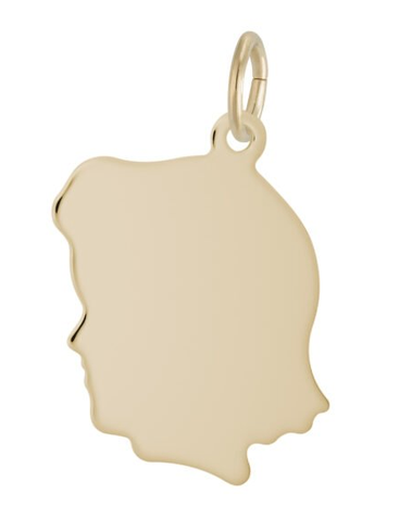 Rembrandt Charms Flat Girl's Head Medium Charm