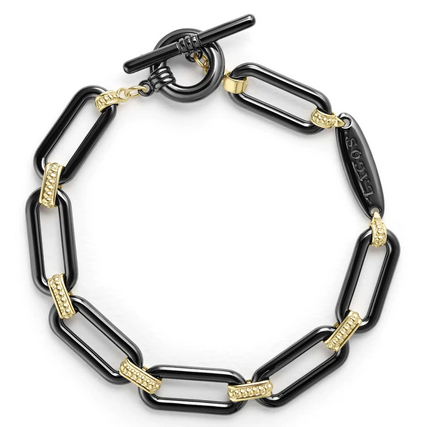 LAGOS 18K Gold and Black Ceramic Link Bracelet
