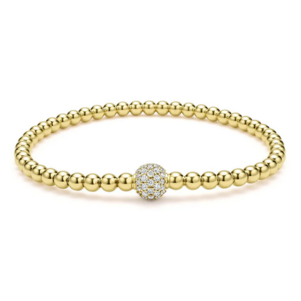 LAGOS 18K Gold and Diamond Bead Bracelet | 4mm
