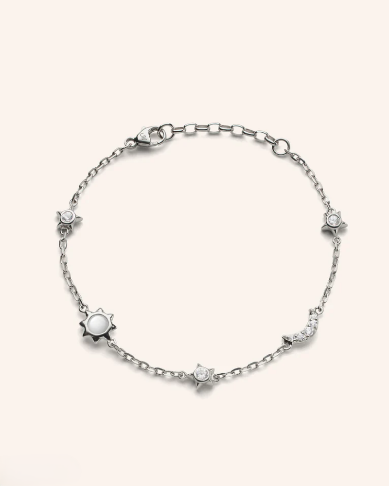 Monica Rich Kosann Sun, Moon and Stars Moonstone and White Sapphire Chain Bracelet