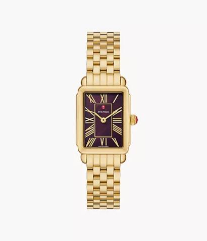 Michele Watches Deco Park 18K Gold-Plated Watch