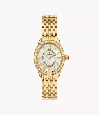 Michele Watches Serein Oval Diamond 18K Gold-Plated Watch