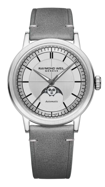 Raymond Weil Millesime Automatic Moon Phase Silver Dial Watch