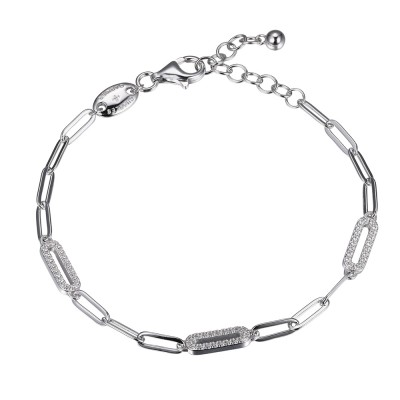 Charles Garnier Sterling Silver CZ Paperclip Bracelet
