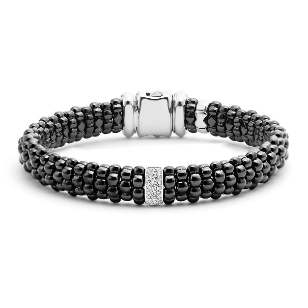 LAGOS Black Ceramic and Diamond Station Bracelet