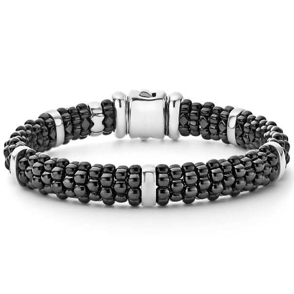 LAGOS Black Ceramic Bracelet with Silver Stations