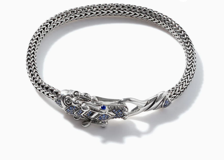 John Hardy Naga Bracelet, Sterling Silver, Pavé, 5MM
