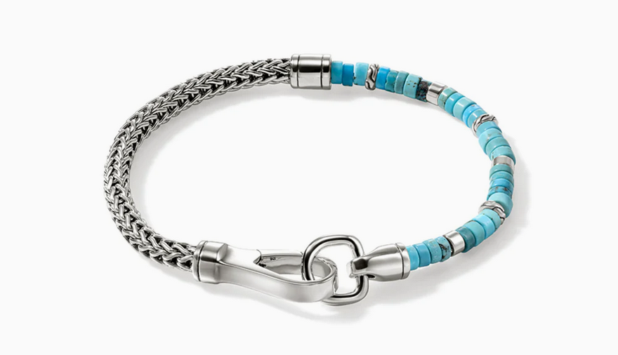 John Hardy Heishi Chain Bracelet, Silver, Gemstones