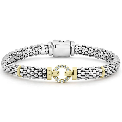 LAGOS Two-Tone Diamond Circle Caviar Bracelet