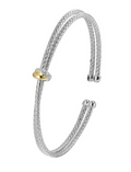 Charles Garnier Two-Tone Pave CZ Cuff Bracelet