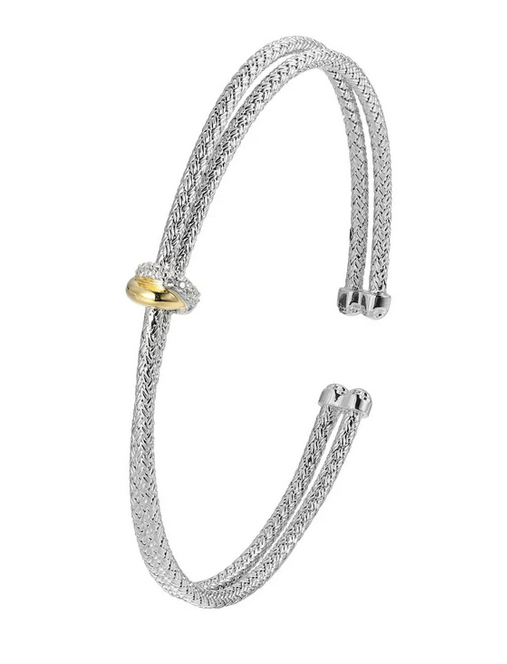 Charles Garnier Two-Tone Pave CZ Cuff Bracelet
