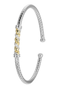 Charles Garnier Two-Tone CZ Twisted Cuff Bracelet