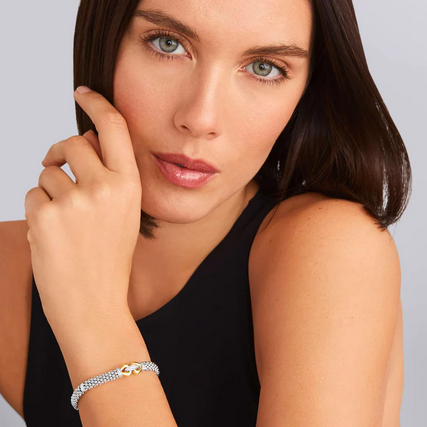 LAGOS Two-Tone Caviar Buckle Diamond Bracelet | 9mm, view 2