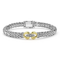 LAGOS Two-Tone Caviar Buckle Diamond Bracelet | 9mm