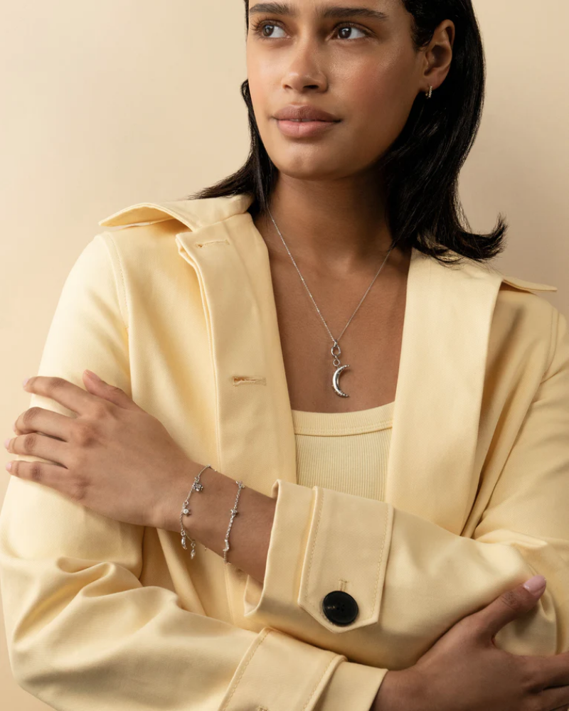 Monica Rich Kosann Sun, Moon and Stars Moonstone and White Sapphire Chain Bracelet, view 2