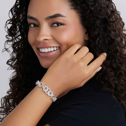 LAGOS Silver Interlocking Diamond Link Bracelet, view 2