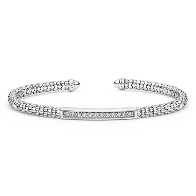 LAGOS Sterling Silver Diamond Station Mini Versa Torque Bracelet | 3mm