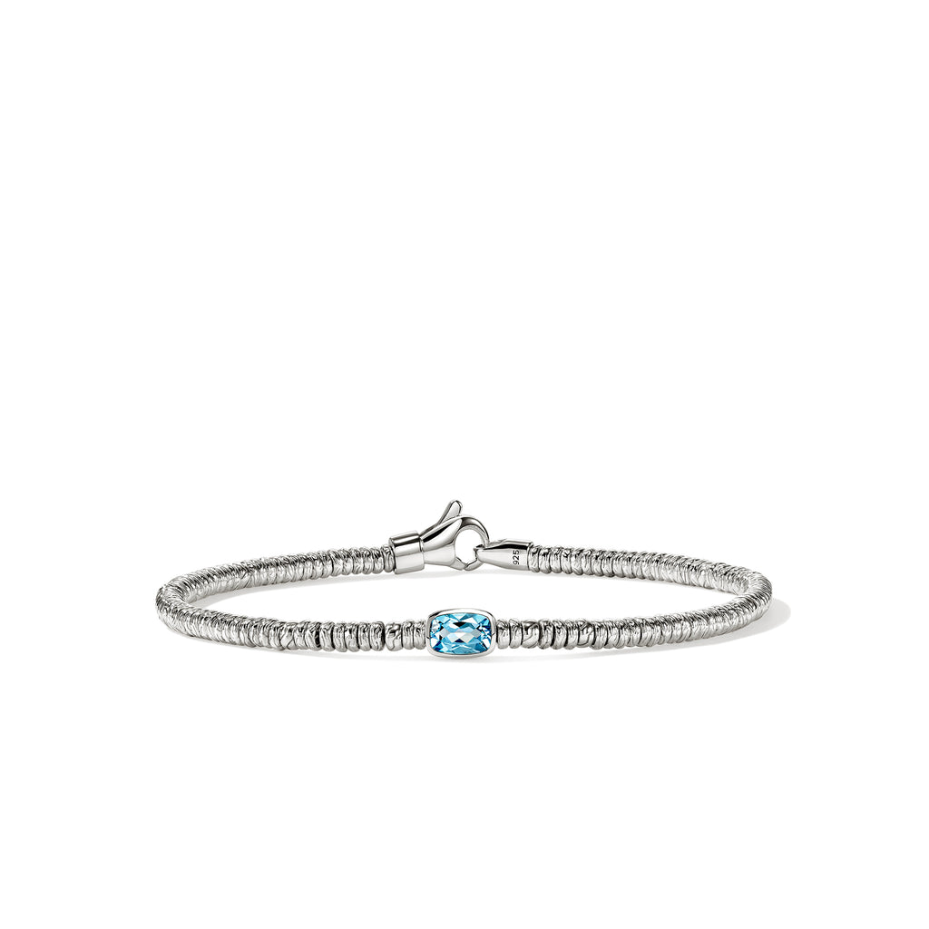 John Hardy Heishi Gem Bracelet, Sterling Silver, Swiss Blue Topaz, 2.5MM