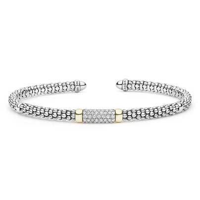LAGOS Two-Tone Medium Diamond Station Mini Versa Torque Bracelet | 3mm