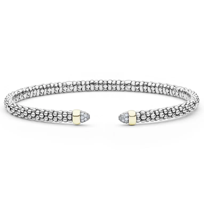 LAGOS Two-Tone Diamond Mini Versa Torque Bracelet | 3mm