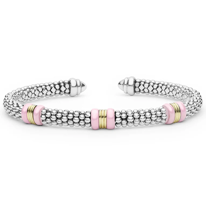 LAGOS Two-Tone Three Station Pink Ceramic Versa Torque Bracelet | 5mm