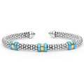 LAGOS Two-Tone Three Station Blue Ceramic Versa Torque Bracelet | 5mm