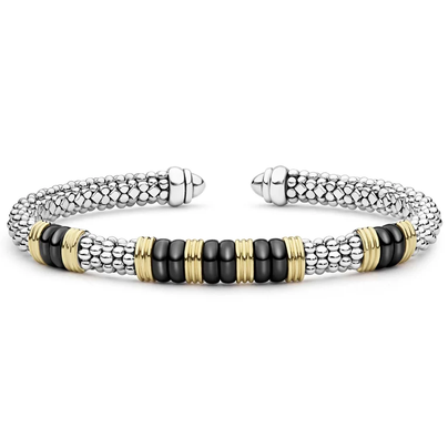 LAGOS Two-Tone Five Station Black Ceramic Versa Torque Bracelet | 5mm