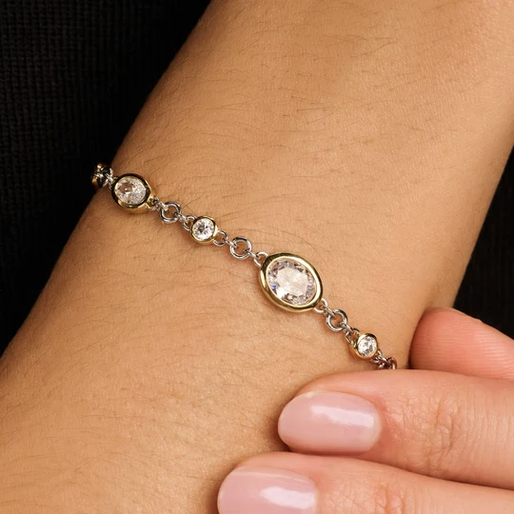 Oval Two Tone Zirconia Bracelet