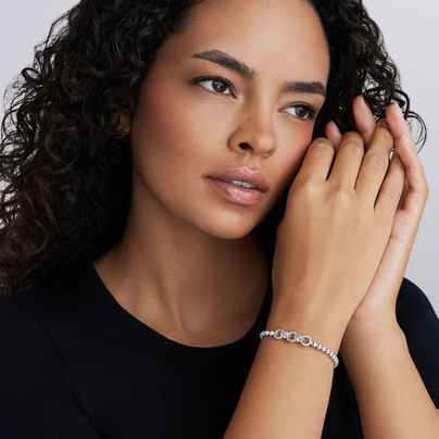 Sterling Silver Ring Link Stretch Bracelet