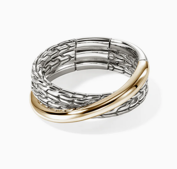 John Hardy JH Essential Crossover Ring, Gold, Sterling Silver
