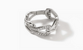 John Hardy Surf Link Ring, Silver, Diamonds, Wide