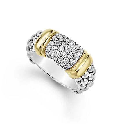 LAGOS Two-Tone Caviar Diamond Ring | 9mm
