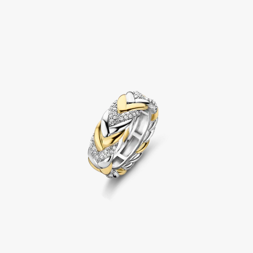 TI SENTO Two Tone Braided CZ Ring