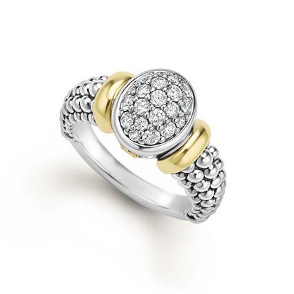 LAGOS Two-Tone Oval Caviar Diamond Ring