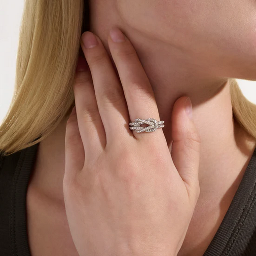 John Hardy Love Knot Ring, Sterling Silver, Diamonds, view 2