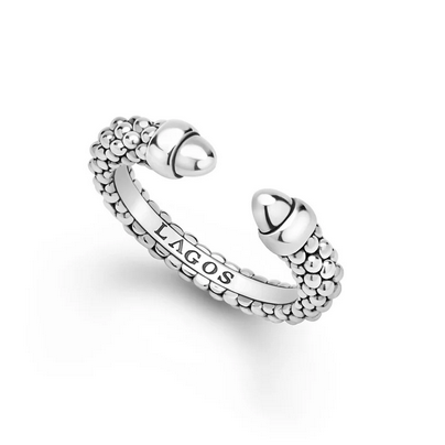 LAGOS Silver Caviar Beaded Mini Versa Stacking Ring