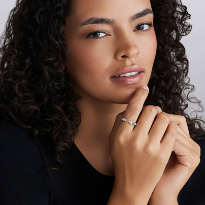 LAGOS Silver Caviar Beaded Mini Versa Stacking Ring, view 2