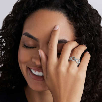 LAGOS Sterling Silver Caviar Link Ring, view 2