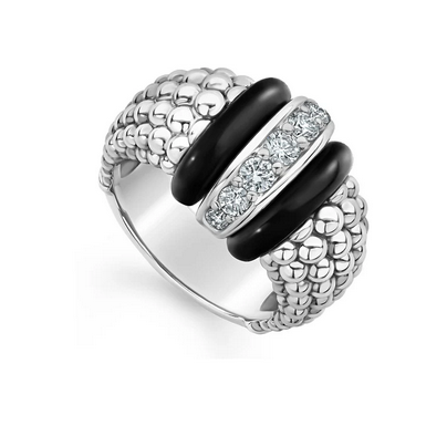 LAGOS Black Ceramic Caviar Diamond Ring