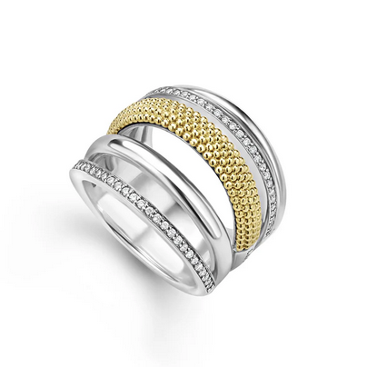 LAGOS Two-Tone Five Row Diamond Ring