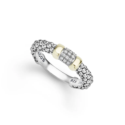 LAGOS Two-Tone Small Diamond Station Ring