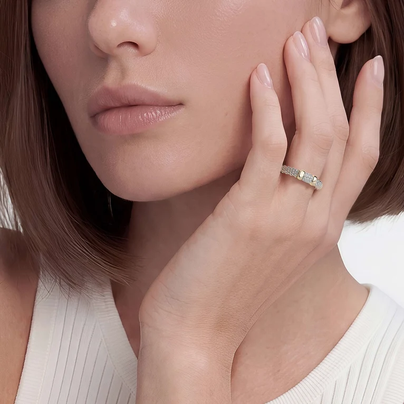 LAGOS Two-Tone Small Diamond Station Ring, view 2