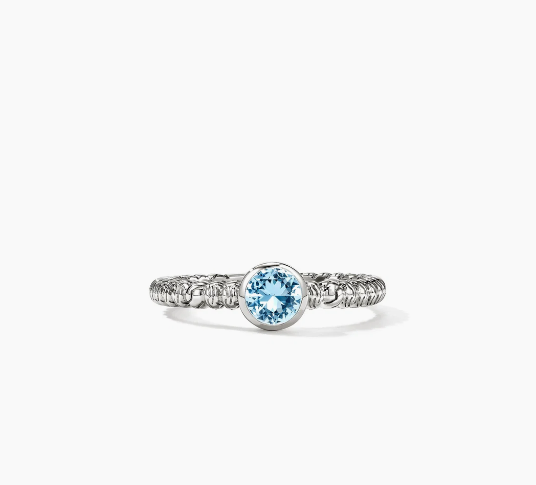 John Hardy Heishi Gem Ring, Sterling Silver, Swiss Blue Topaz