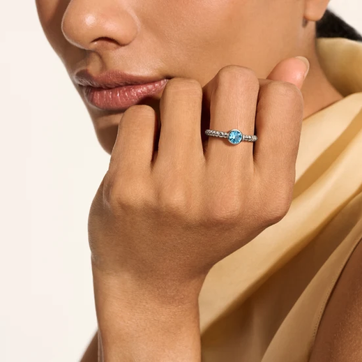 John Hardy Heishi Gem Ring, Sterling Silver, Swiss Blue Topaz, view 2