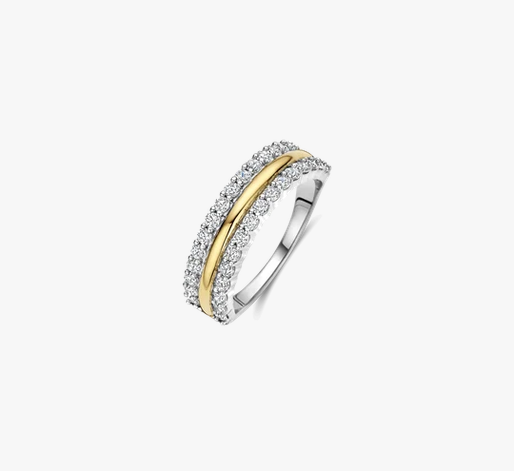 Two Tone Triple Band Zirconia Ring