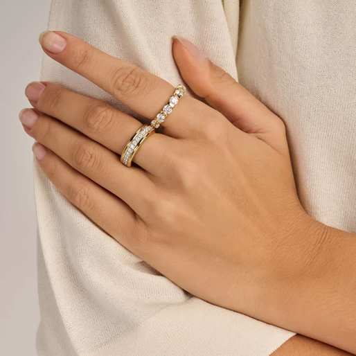 Triple Band Zirconia Ring Gold Vermeil
