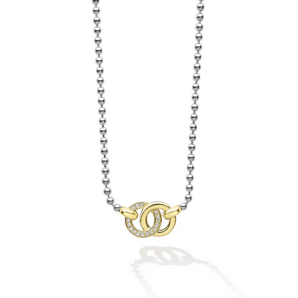 LAGOS Two-Tone Interlocking Diamond Pendant Necklace