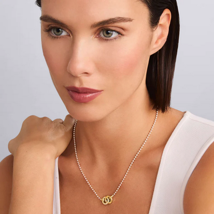 LAGOS Two-Tone Interlocking Diamond Pendant Necklace, view 2