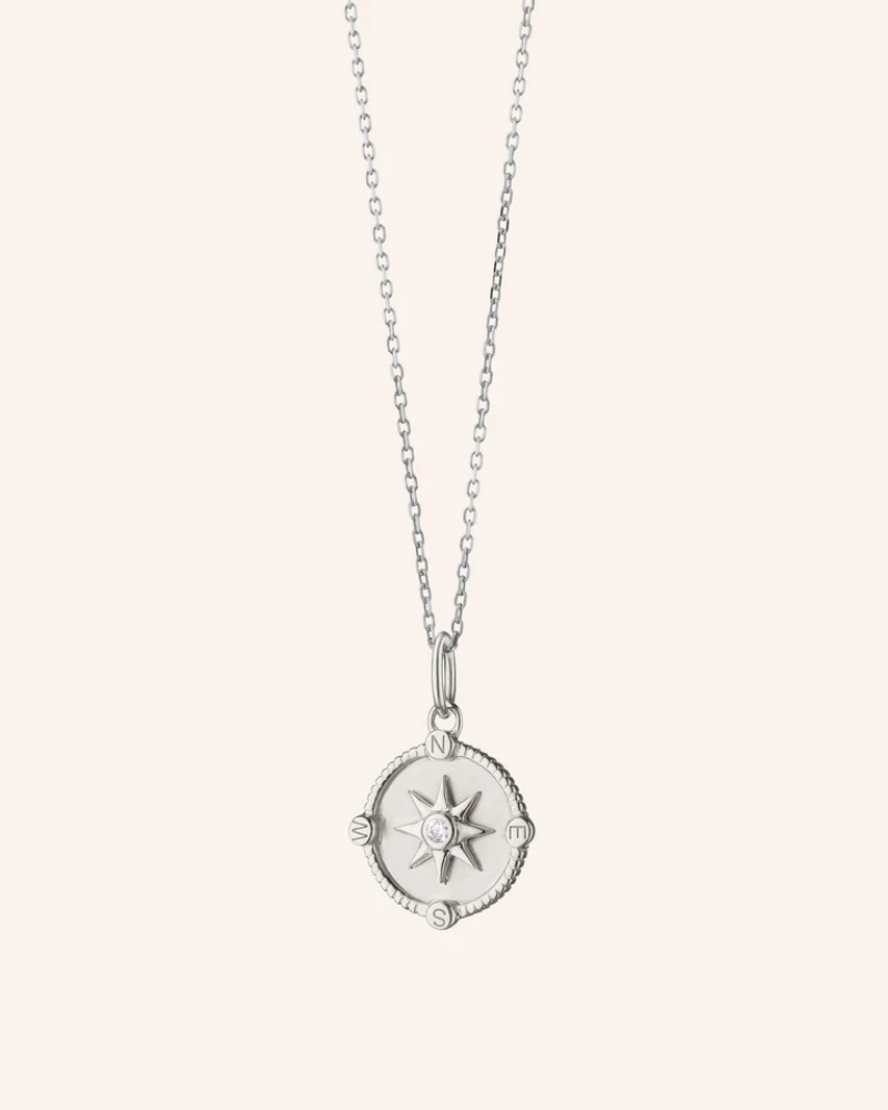 Monica Rich Kosann Mini "Adventure" Compass Sterling Silver Charm with Sapphire
