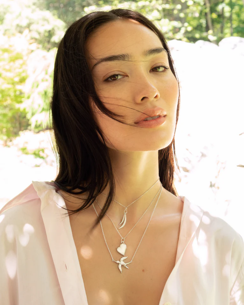 Monica Rich Kosann Mother of Pearl Classic Heart Sterling Silver Necklace, view 2